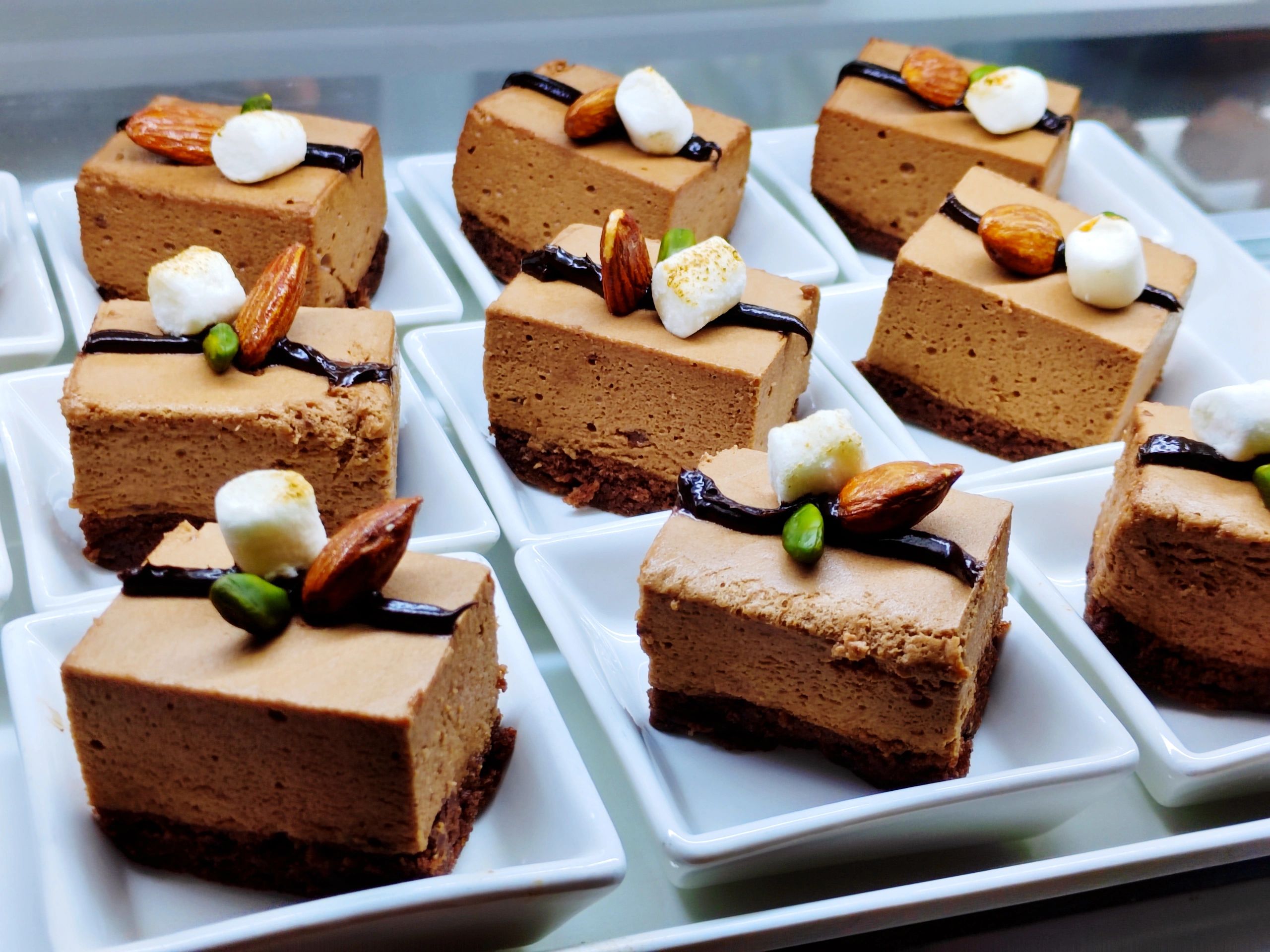 Colorful cake selection at LepaPekarka